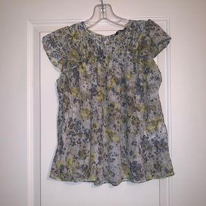 Banana Republic Petite Floral Smocked Blouse NWT